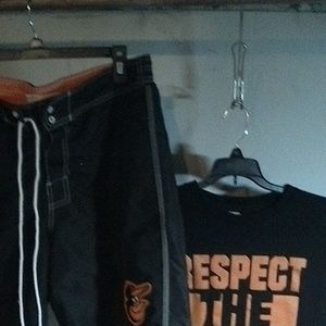 MLB  Baltimore Orioles swim trunk and tshirt
